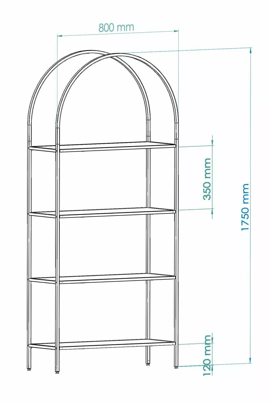 - Étagère décorative Mona Gold Bibliothèque Accessoire Étagère de cuisine Verre transparent