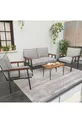 Série « Modern » Balcon, Jardin, Café - Ensemble Canapé en Métal 2 1 1 avec Table Offerte - Gris Clair