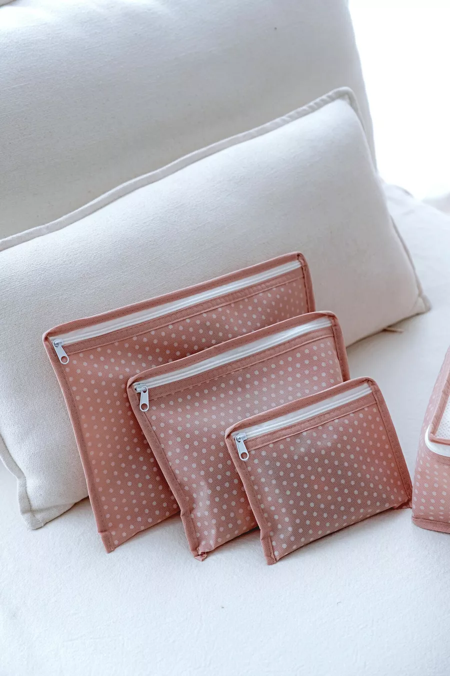 Ensemble de sac de maternité et sortie d'hôpital maman-bébé 6 pièces - Rose à pois