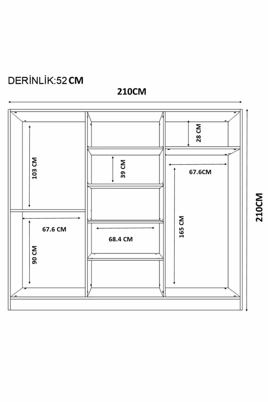 Armoire Kardelen Country à 6 portes et 2 tiroirs