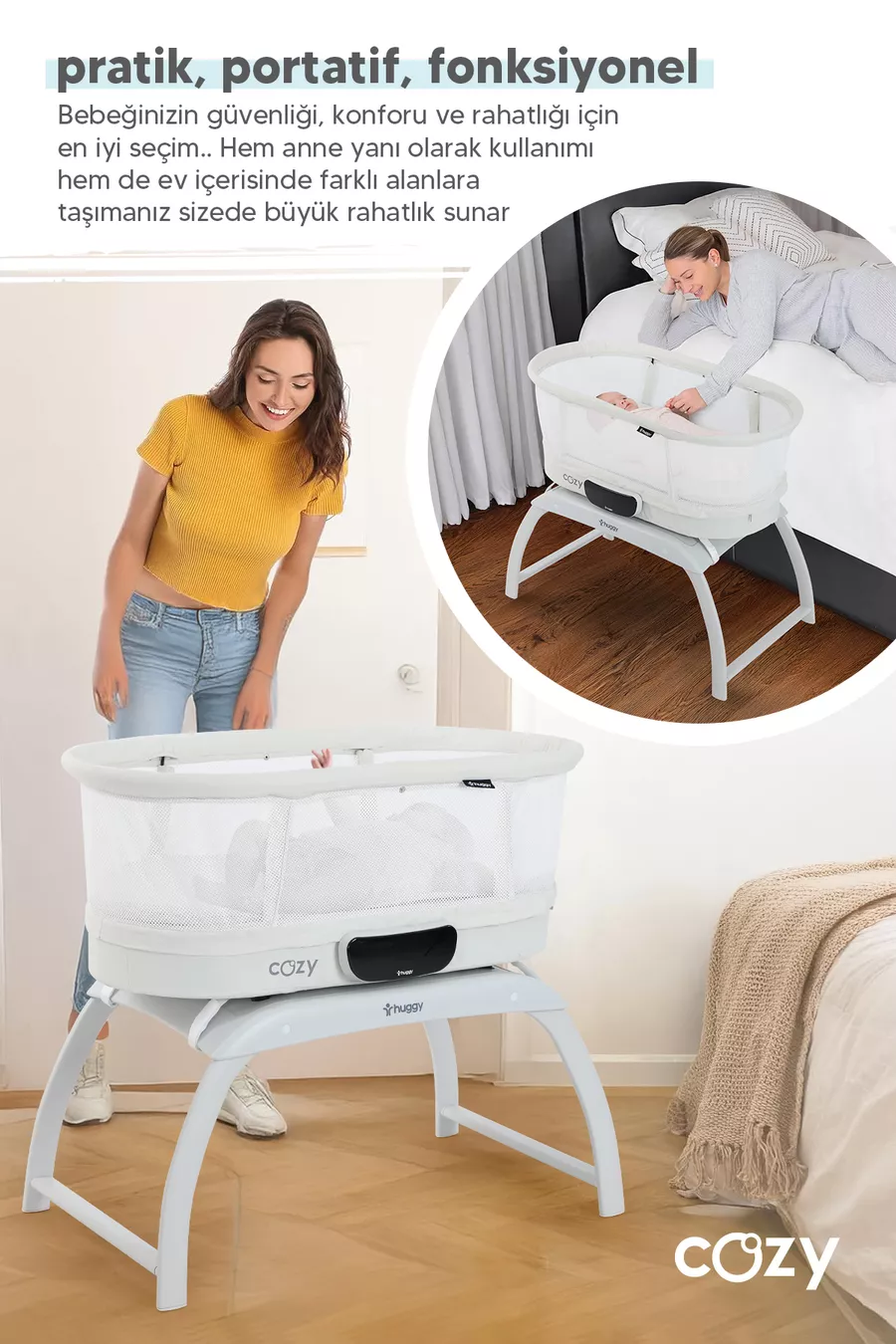 Berceau automatique à balancement 4 en 1 confortable avec Bluetooth, musique et télécommande – Portable