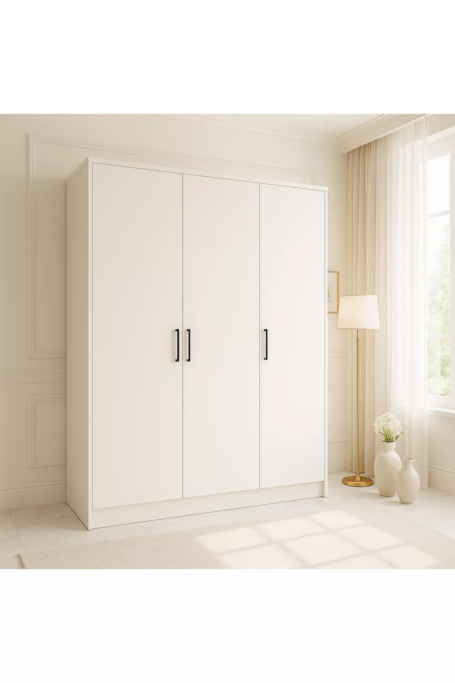 Armoire à chaussures à 3 portes  % MDF |  cm | Blanc – Garde-robe moderne multifonctionnelle