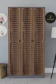 Armoire à vêtements Fuga 3 portes - Corps anthracite, portes en noyer