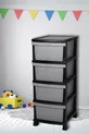 Commode en plastique rayée à 4 tiroirs - Bac à légumes - Tiroir - Boîte à jouets panier