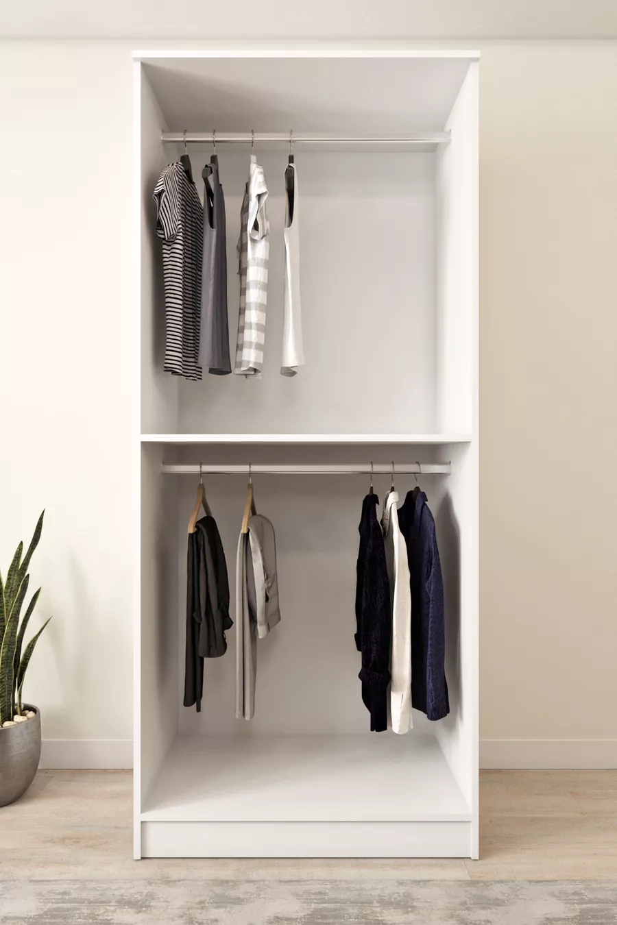 Ases  Armoire Spacieuse 2 Portes 2 Penderies Blanc - Chêne Saphir