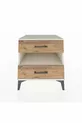 Table de chevet Kronos avec une étagère et 2 tiroirs, Aïtos-Pin