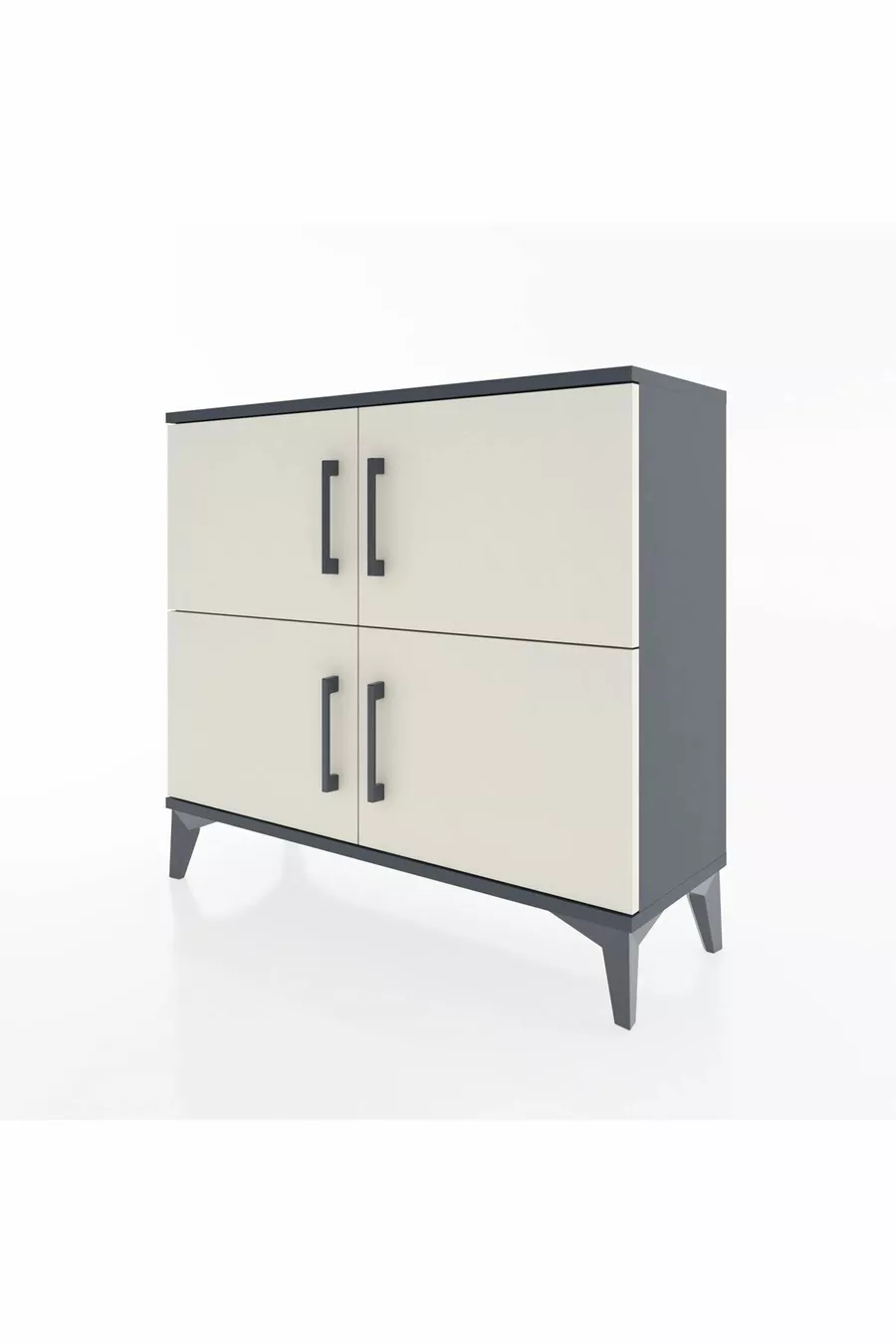 Commode Arges 3 étagères 4 portes Anthracite-Pierre de lune
