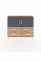 Commode Arges avec 2 étagères, 4 tiroirs et 2 portes, Pin-Anthracite/Pin