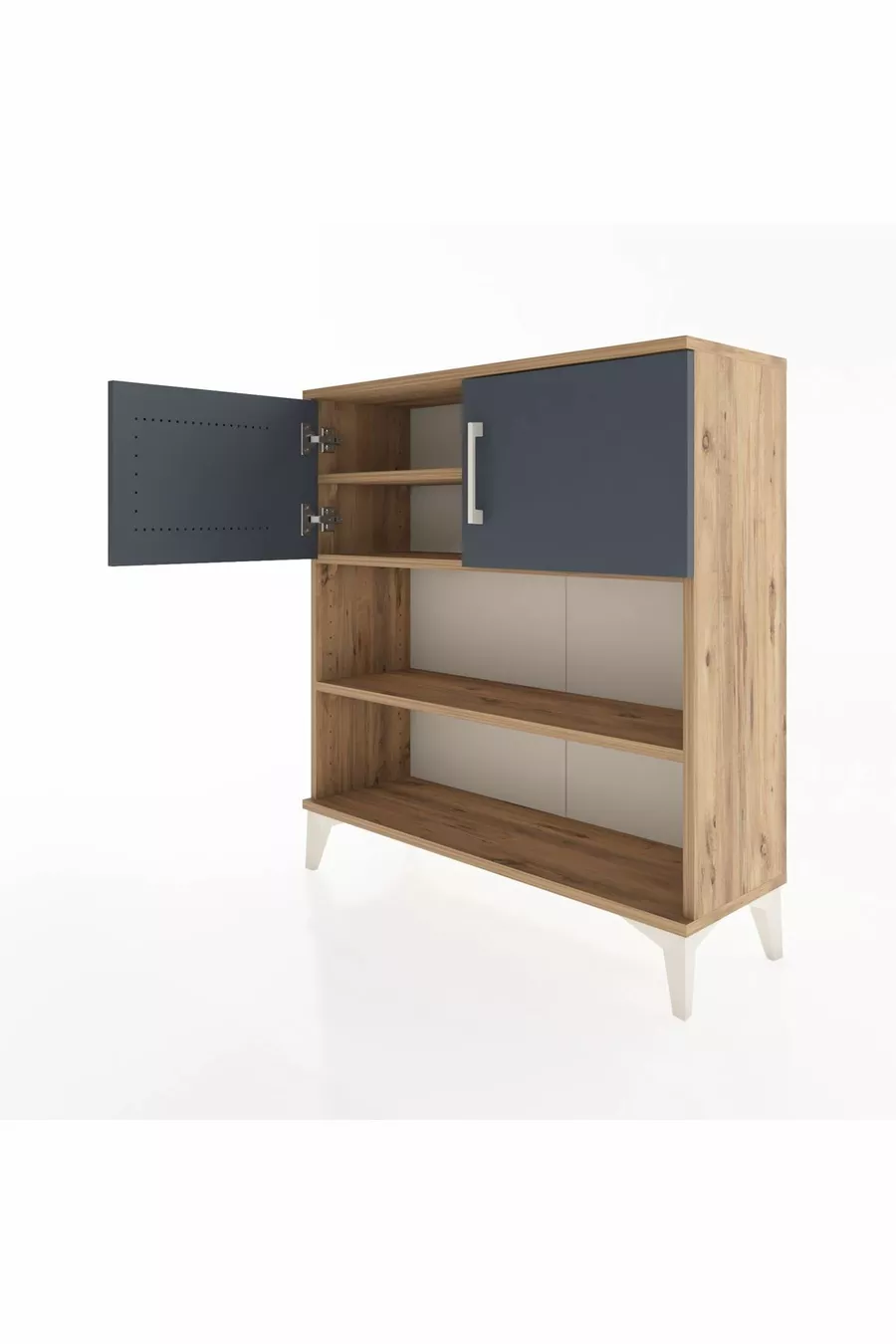 Commode Arges 3 étagères 2 portes Pin-Anthracite