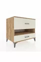 Commode Kronos à une étagère et 2 tiroirs en pin et pierre de lave