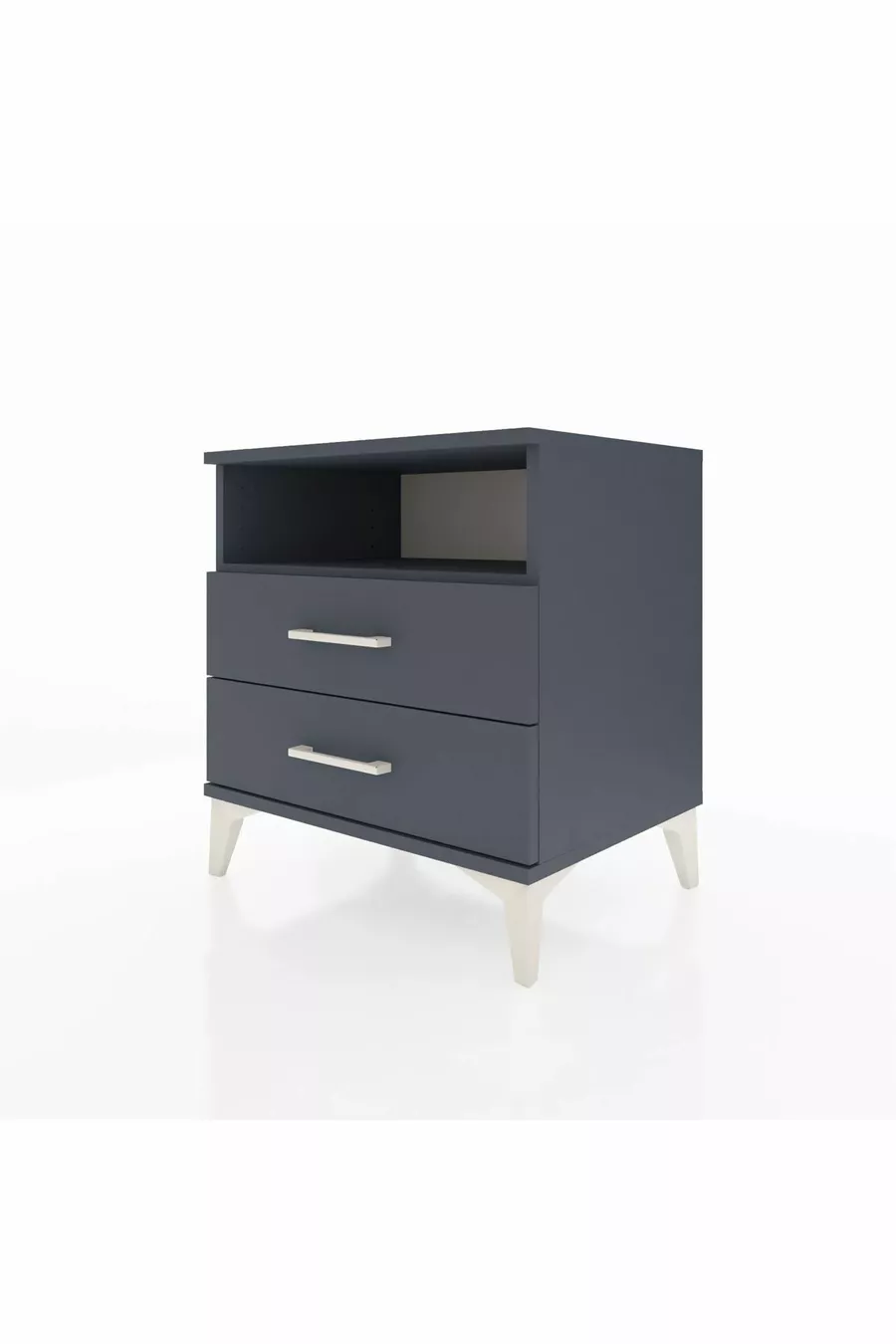 Chevet Hyperion à une étagère et deux tiroirs Anthracite-Anthracite