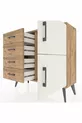 Commode Arges avec une seule étagère, 4 tiroirs et 2 portes, Pin-Pierre d'argile/Pin