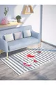 Ensemble Chambre Fille Ballerine à Rayures Grises (Rideau - Couverture de Lit et Coussin - Tapis)