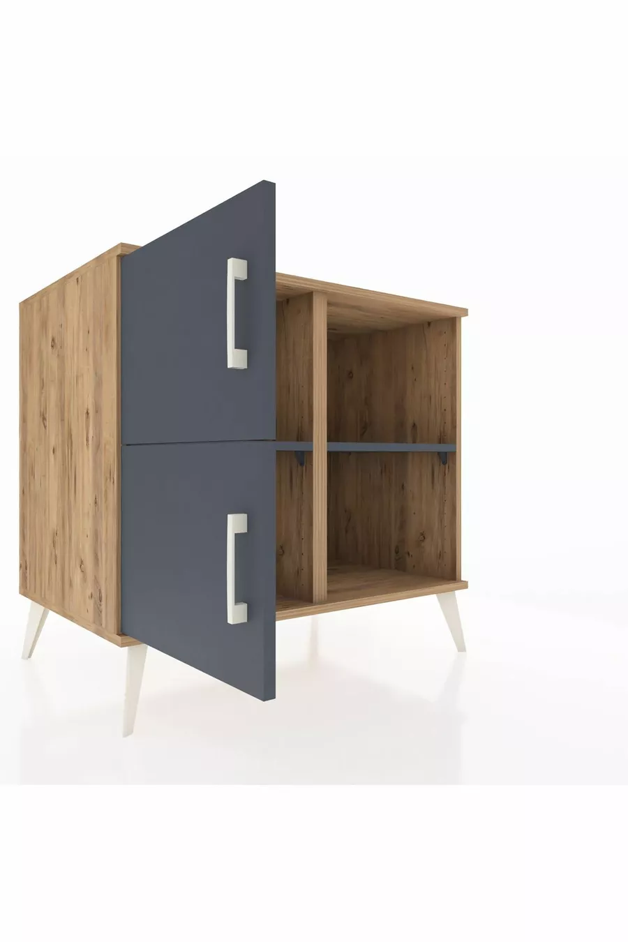 Commode Kronos 2 étagères 2 portes Pin-Anthracite