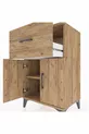 Chevet Hyperion avec une étagère simple, un tiroir et deux portes, en pin