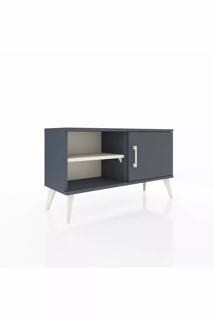 Commode Arges avec 2 étagères et une porte Anthracite-Anthracite/Marbre