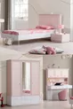 Chambre d'enfant Rosa - Armoire 3 portes, Lit, Table de chevet, Bureau