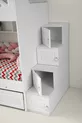 Lits superposés Mars avec tiroirs, blanc, support en acier, revêtement en MDF laqué, % MDF