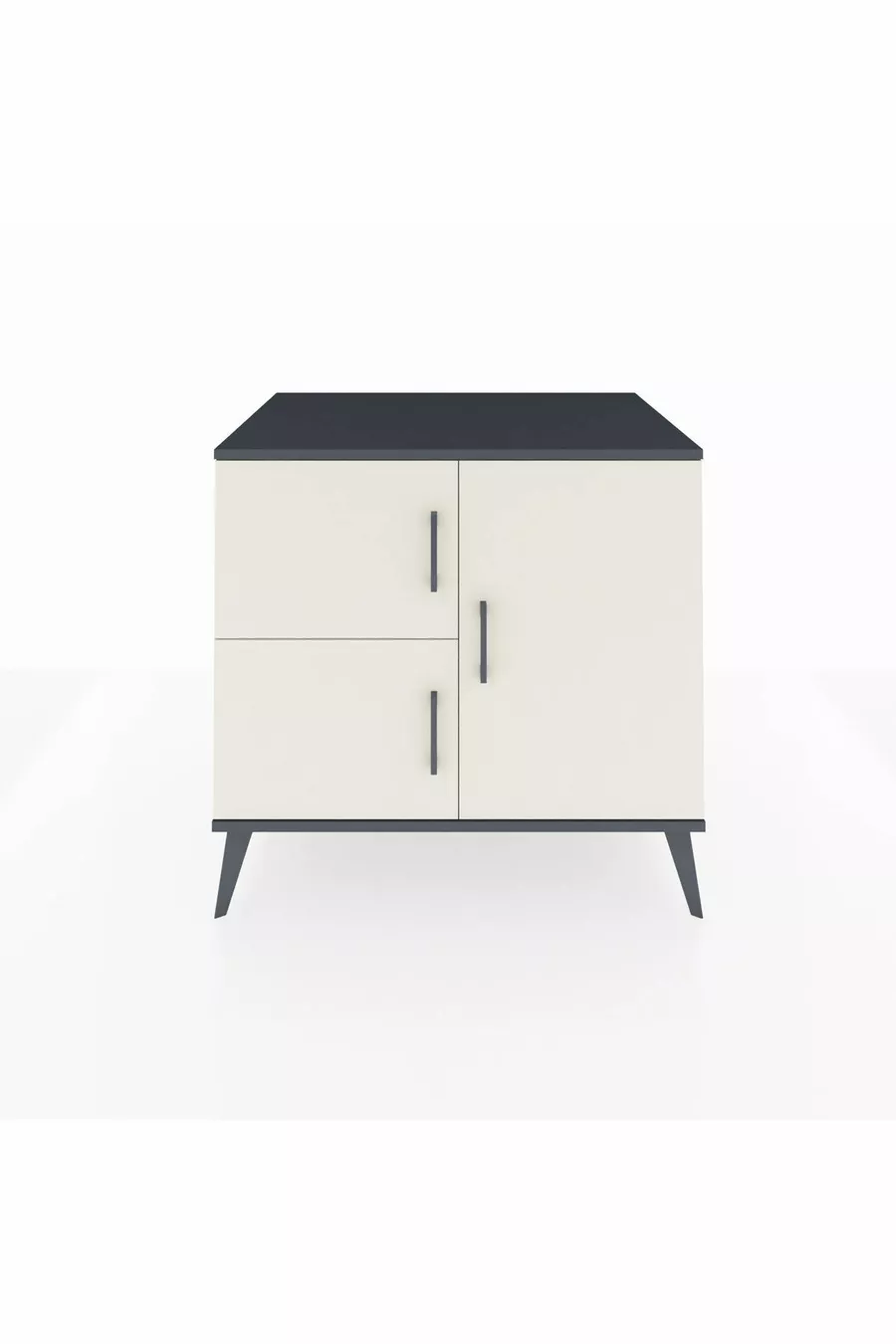 Commode Kronos 2 étagères 3 portes Anthracite-Pierre de lune/Anthracite