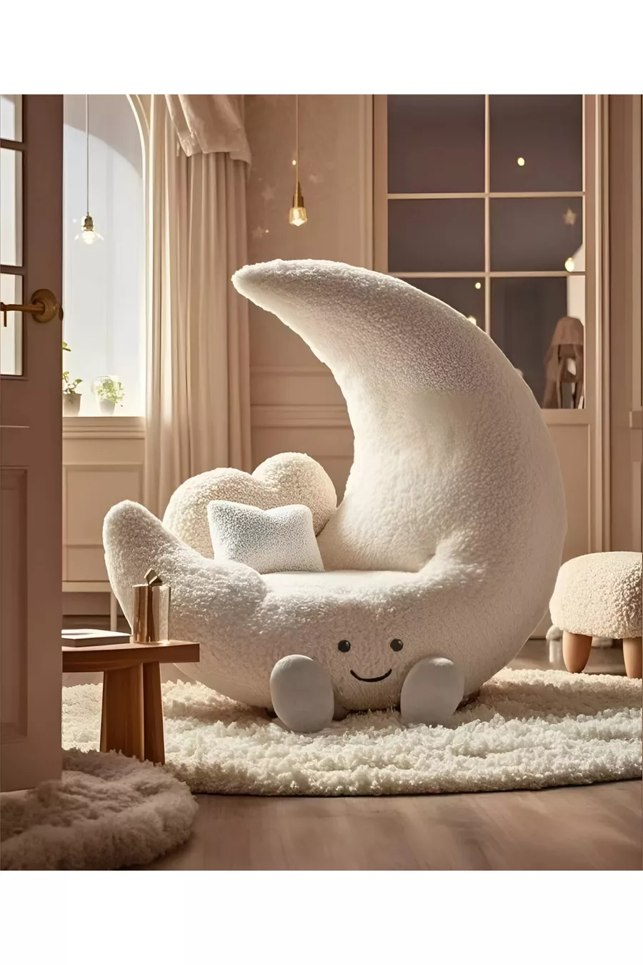 Chaise de sommeil à boucles Luna-Sleep en forme de lune