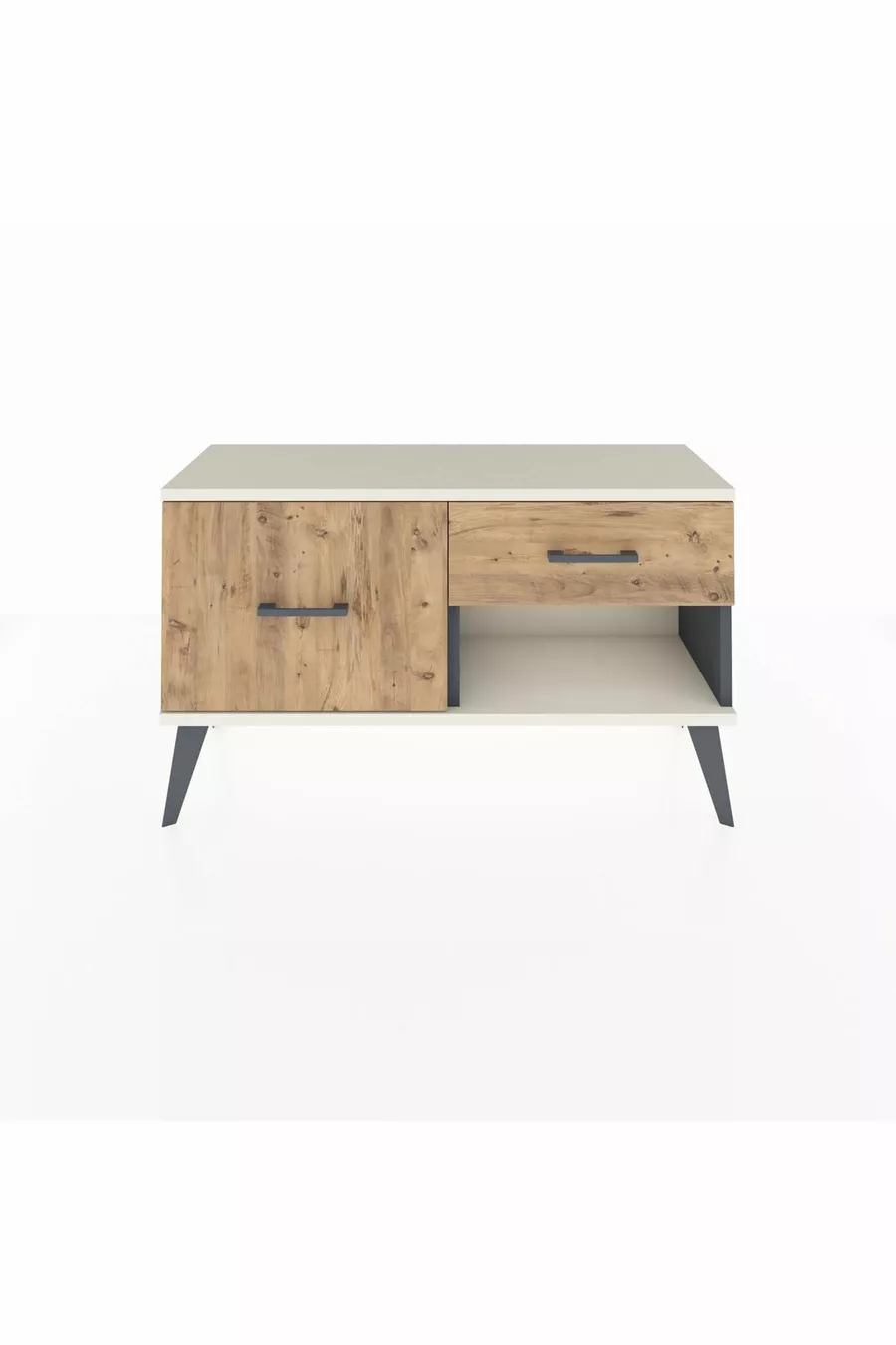 Commode Arges 2 tiroirs Anthracite-Gris pierre / Pin