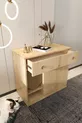 Litière pour chat en bois MONA avec tiroir - couvercle verrouillable - tissu inclus - bac à litière non inclus - CHÊNE SAPHIR