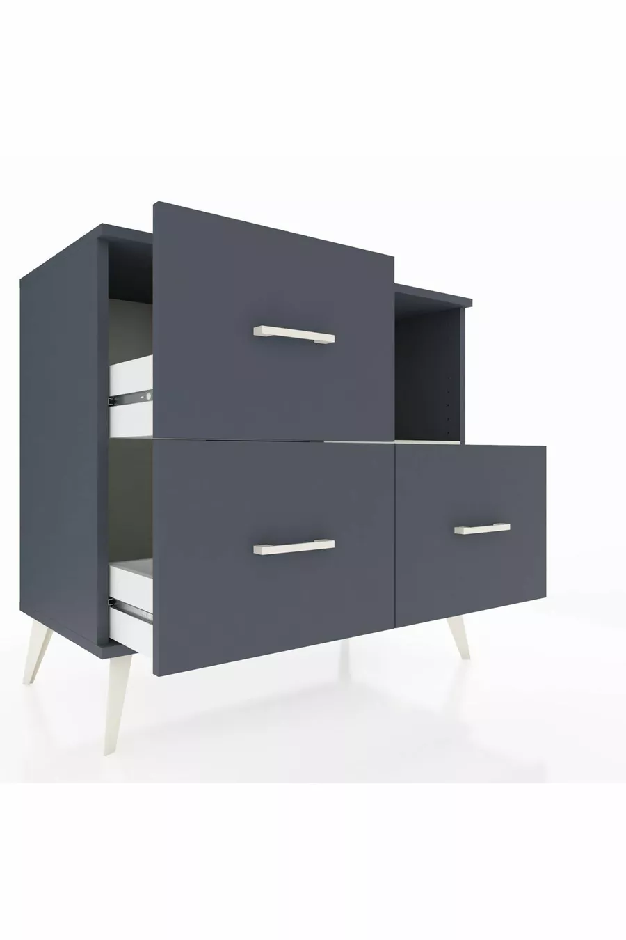 Commode Hyperion à une étagère et 3 tiroirs Anthracite-Sable/Anthracite