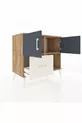 Commode Hyperion avec 2 étagères, 1 tiroir et 2 portes, Pin-Anthracite/Pierre de lune