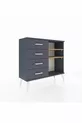 Commode Arges 2 étagères 4 tiroirs Anthracite-Sapin/Anthracite