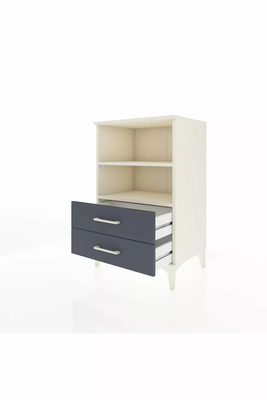 Commode Hyperion 2 étagères 2 tiroirs Aigue-marine-Anthracite