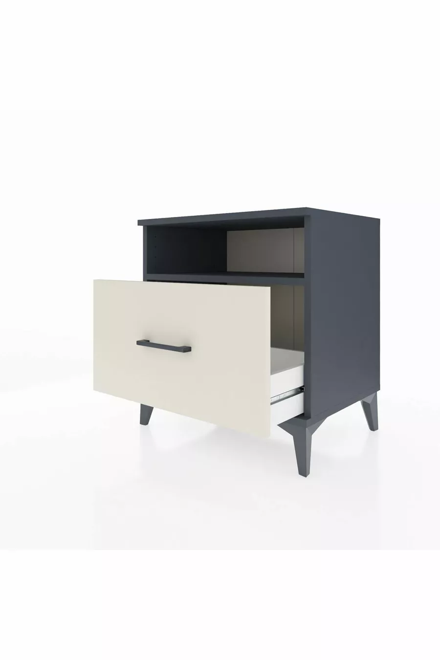 Table de chevet Hyperion avec une étagère et un tiroir, anthracite-ardoise