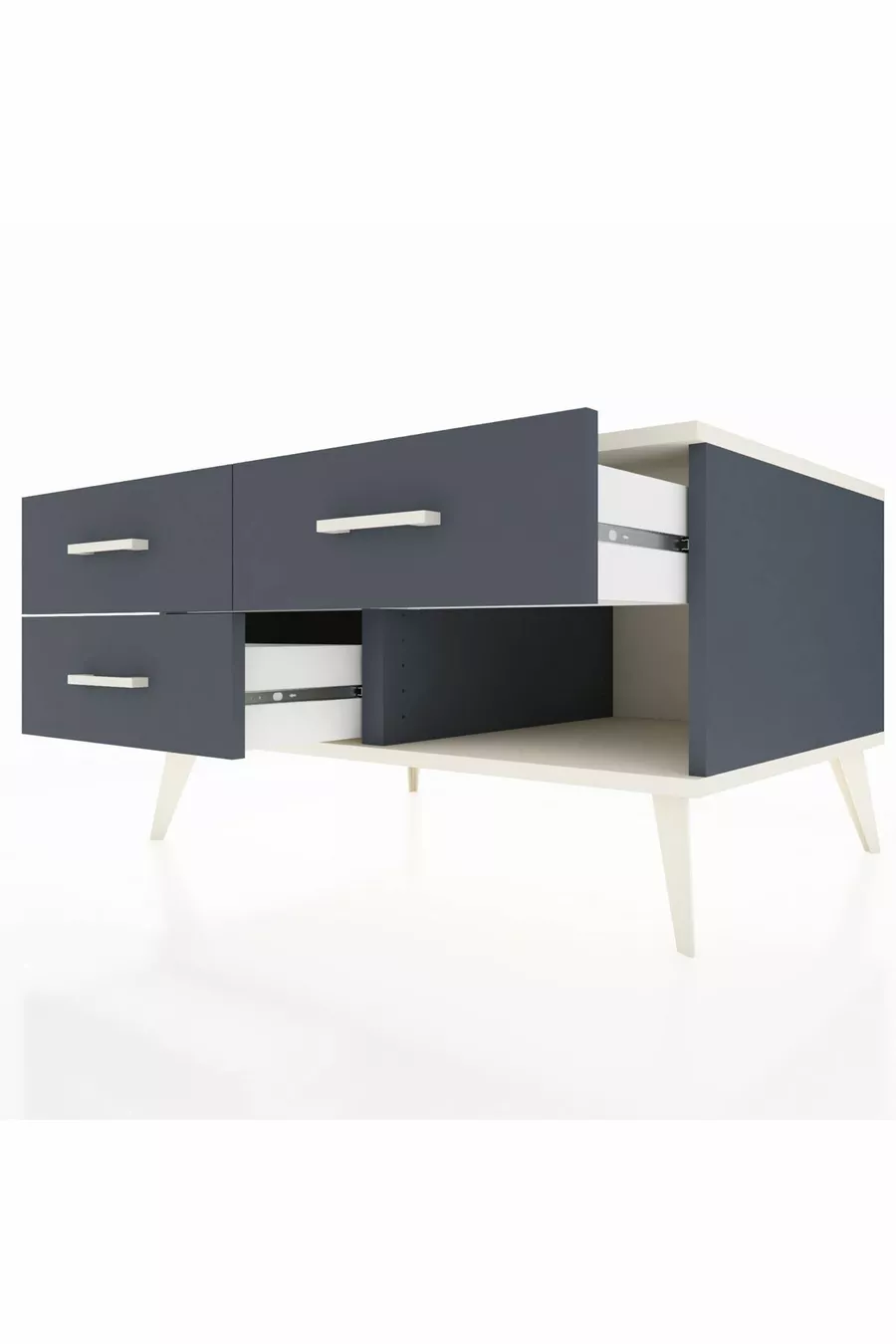 Commode Kronos 3 tiroirs Anthracite-Pierre de lune/Anthracite