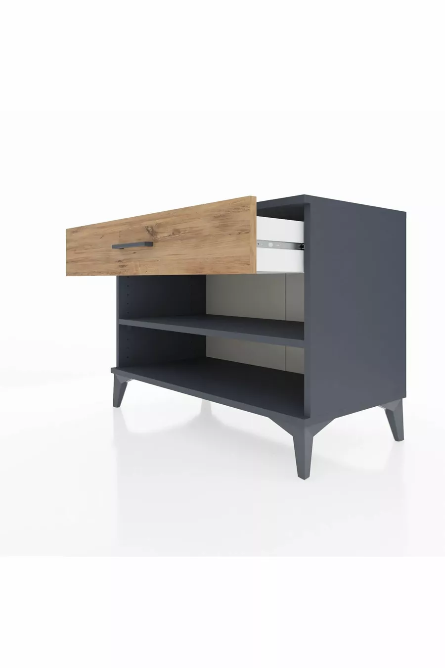 Commode Hyperion à une étagère et un tiroir, anthracite-pin