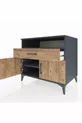 Commode Kronos avec 2 étagères, 1 tiroir et 2 portes, Anthracite-Sapin
