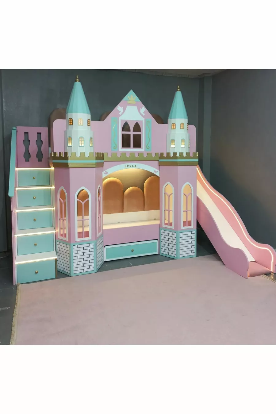 Lit superposé néon LED Lux avec toboggan