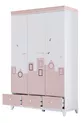 Chambre d'enfant Montessori - Armoire 3 portes City Montessori, Lit superposé - Rose
