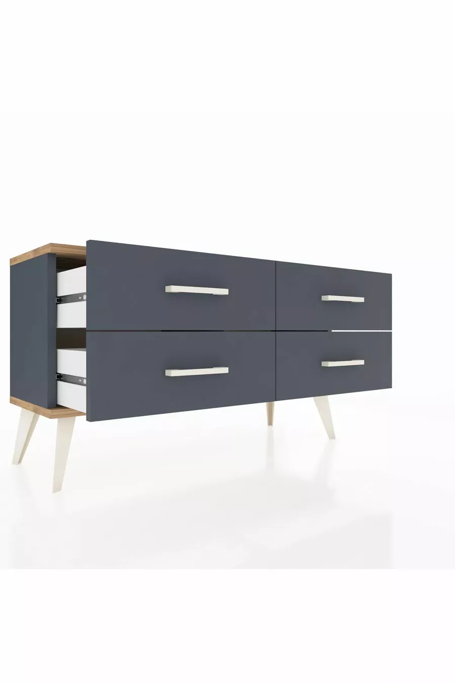 Commode Arges 4 étagères Anthracite-Sapin/Anthracite