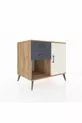 Commode Kronos à une étagère, 2 tiroirs et une porte, pin-gris anthracite