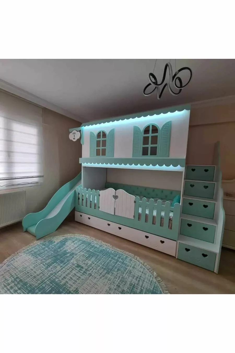 LUX ALAÇATI LIT SUPERPOSÉ AVEC TIRETTE ET LIT POUR ENFANT