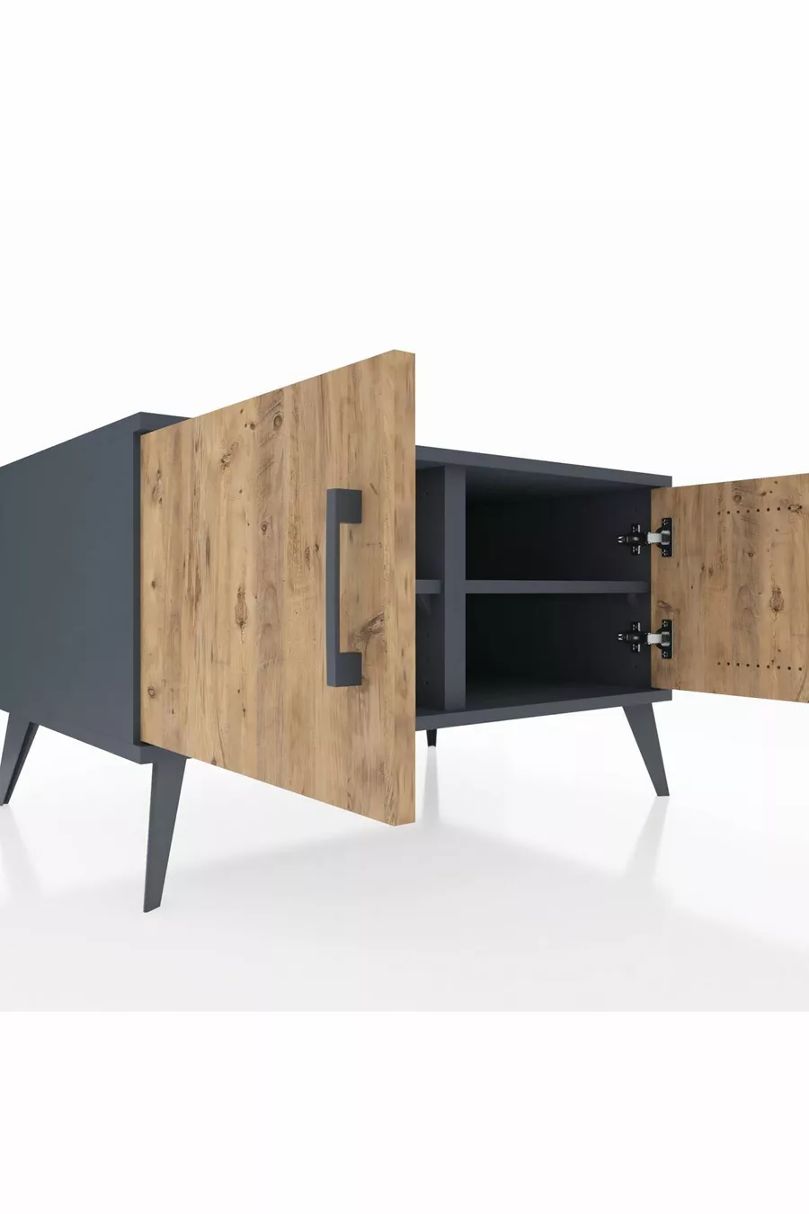Commode Kronos 2 étagères 2 portes Anthracite-Pin/Anthracite