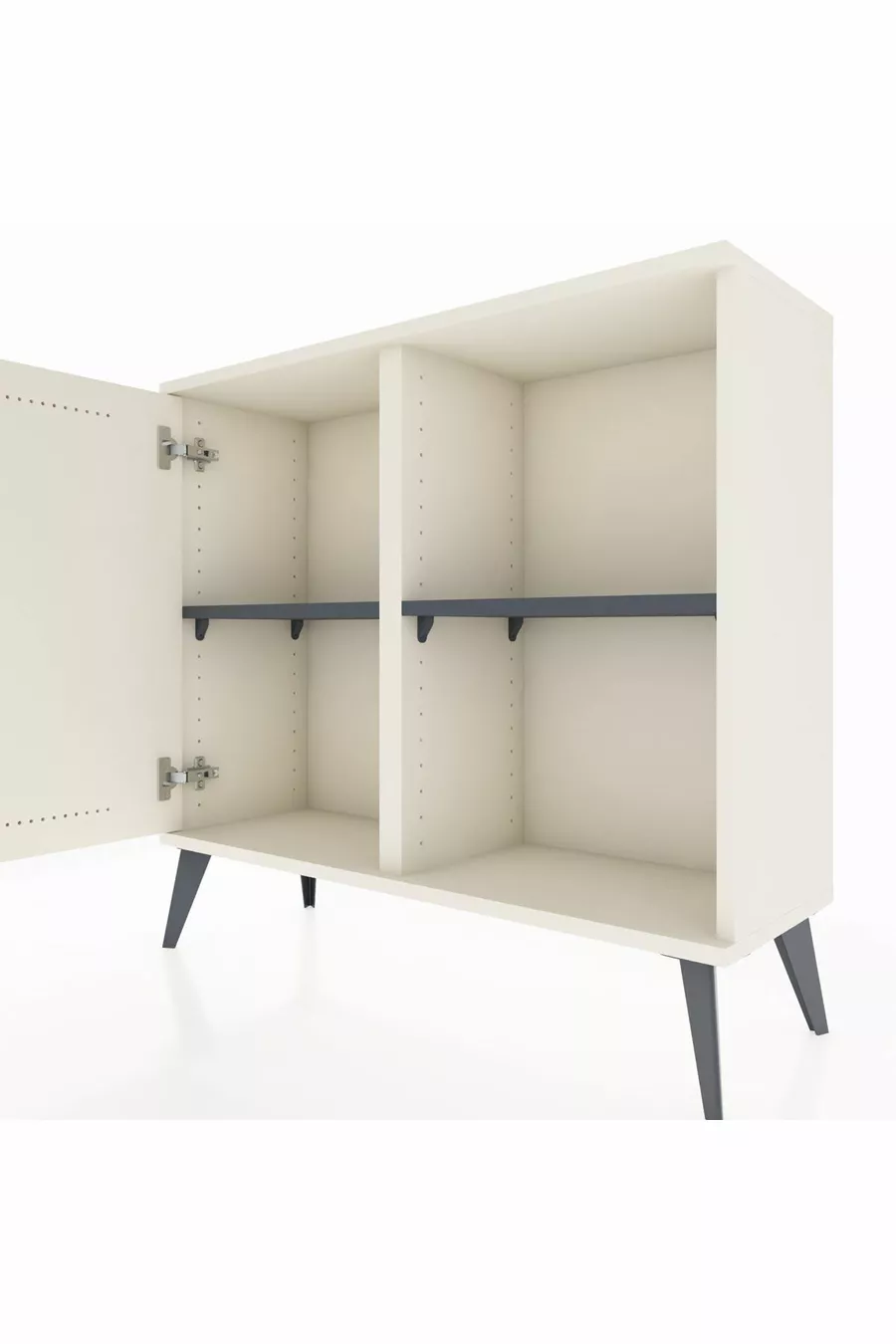 Commode Arges à 2 étagères avec une porte, couleur Pierre de lune/Anthracite