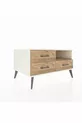 Commode Kronos avec une étagère et 3 tiroirs, Pierre de Lune-Pin