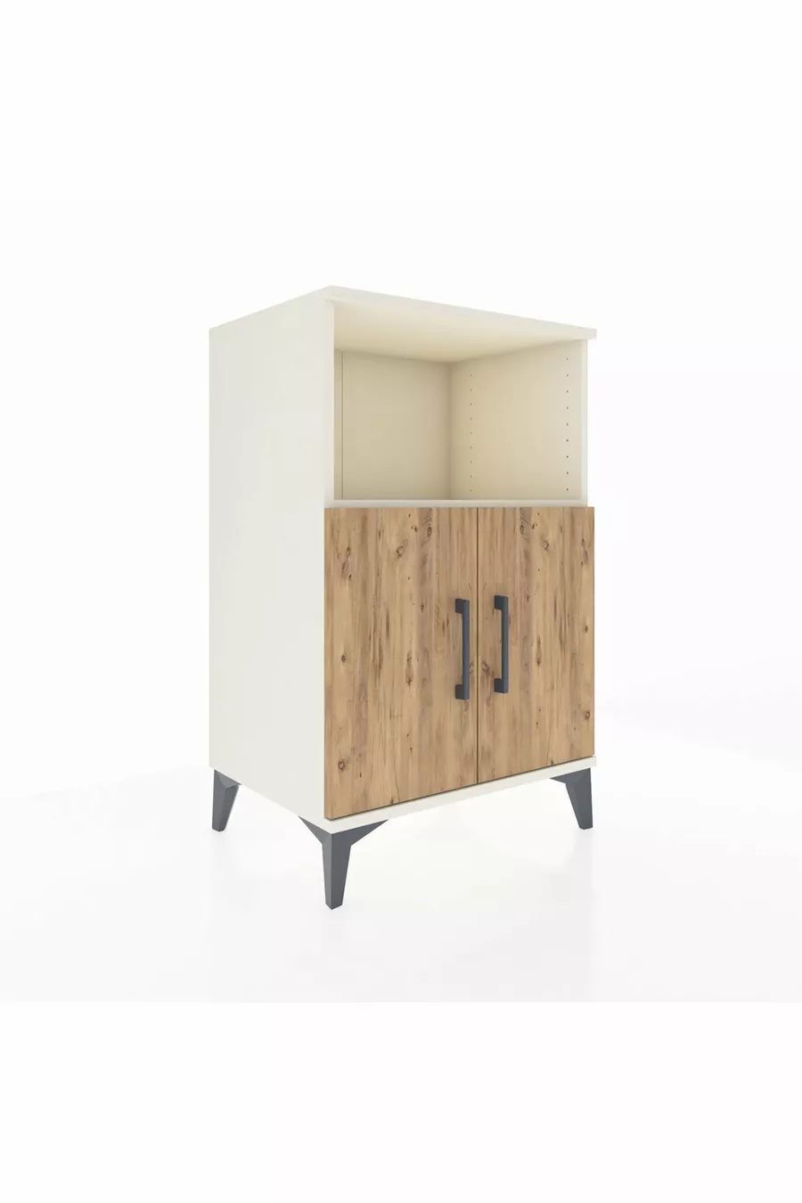 Commode Hyperion à 2 étagères et 2 portes, Pierre de Lune-Pin