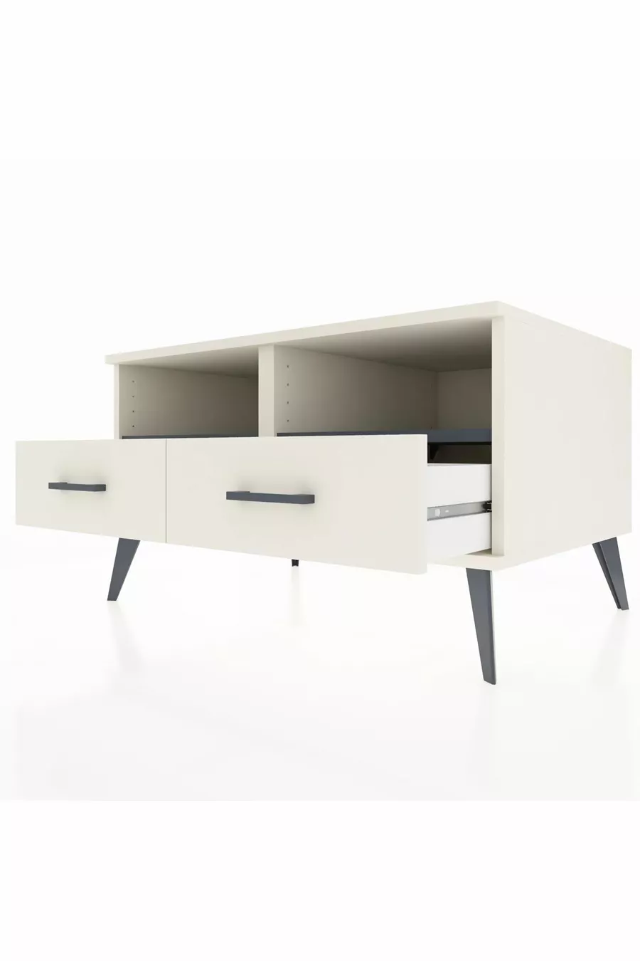 Commode Kronos 2 étagères 2 tiroirs Pierre de Lune-Anthracite/Pierre de Lune