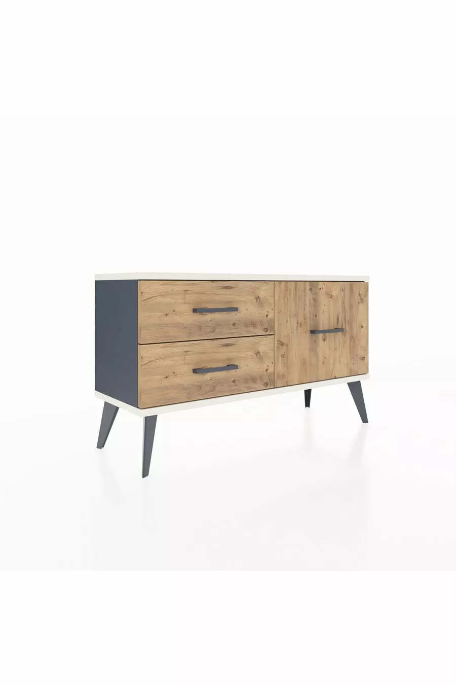 Commode Arges 3 étagères Anthracite-Pierre d'ardoise / Pin