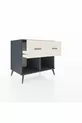 Commode Kronos 2 tiroirs Anthracite-Sapin/Pierre de lune