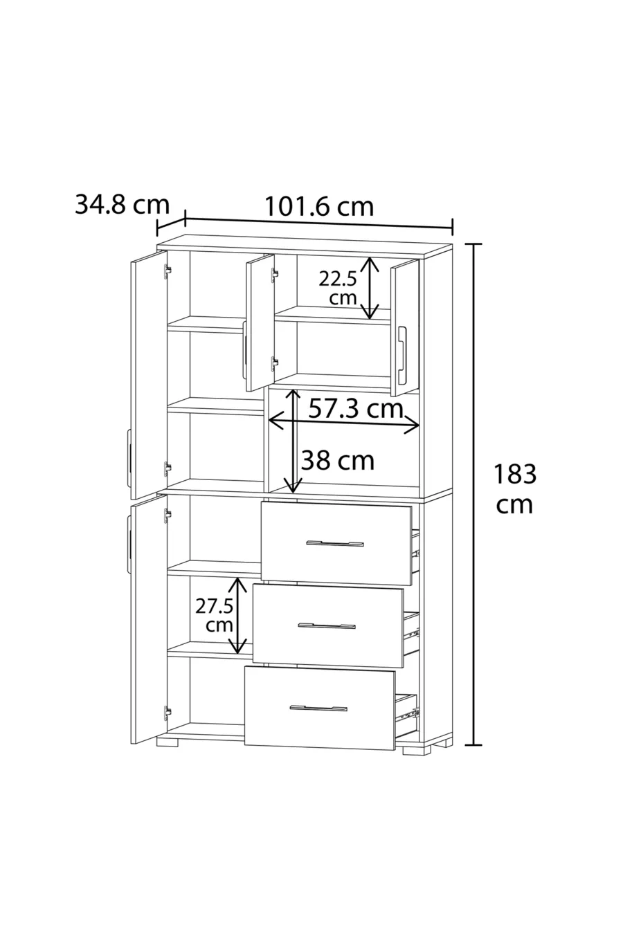 Armoire pour chambre d'enfant Berlin avec tiroirs et portes