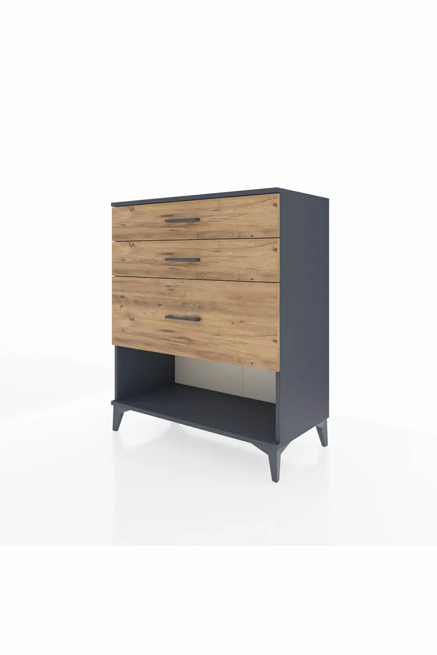 Commode Hyperion 3 tiroirs Anthracite-Sapin