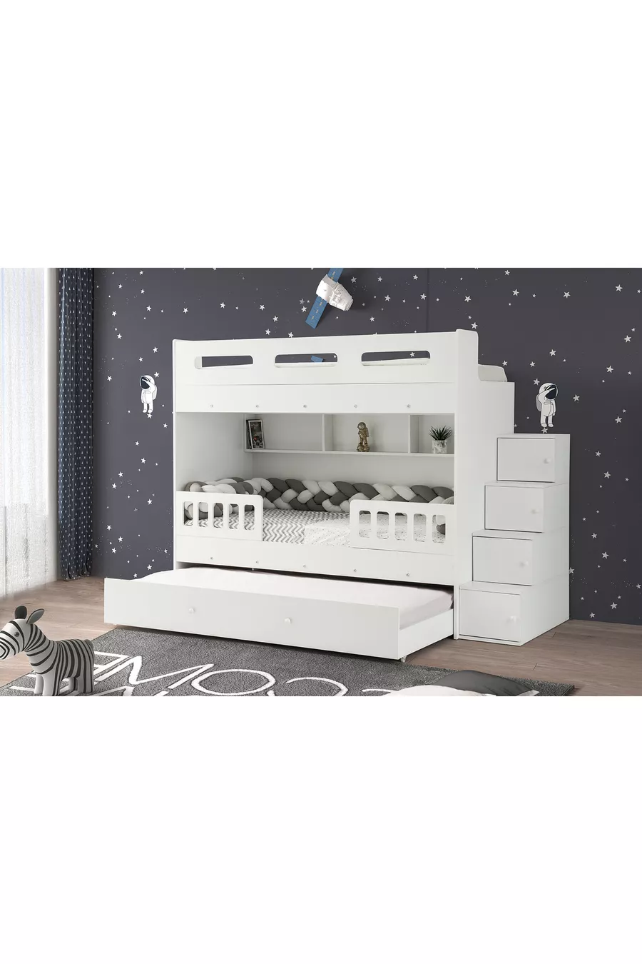 Lit superposé Berlin / 2 pièces avec matelas à ressorts en bambou inclus