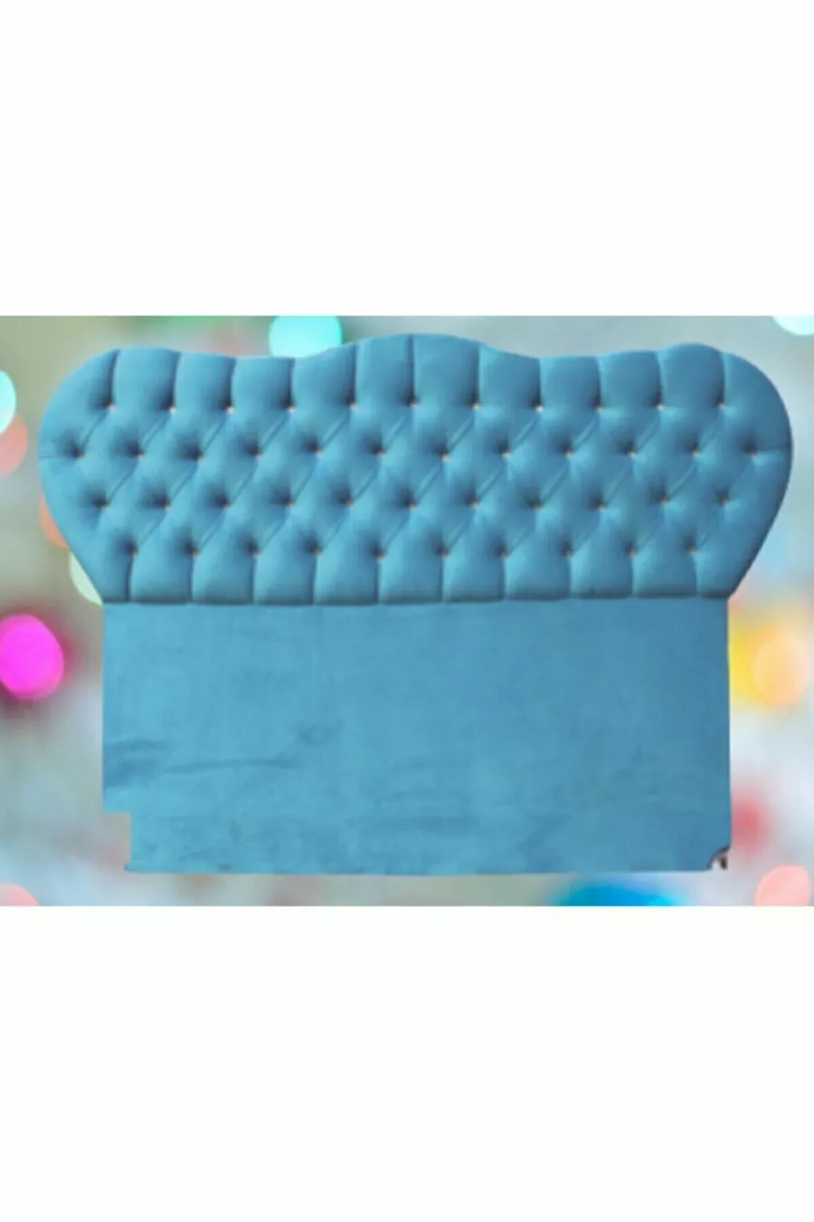 Tête de lit Alc Cristal pour lit simple avec capitonnage en plume d'agneau, couleur bleu ciel
